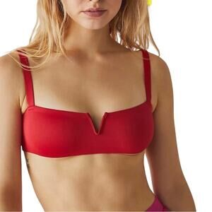 NWT Free People Intimately Notched Lily Scuba Bralette in Haute Red women’s S